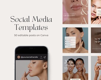 Medical Spa Instagram Template | 50 Editable Posts on Canva | Nurse Injector | Botox and Fillers