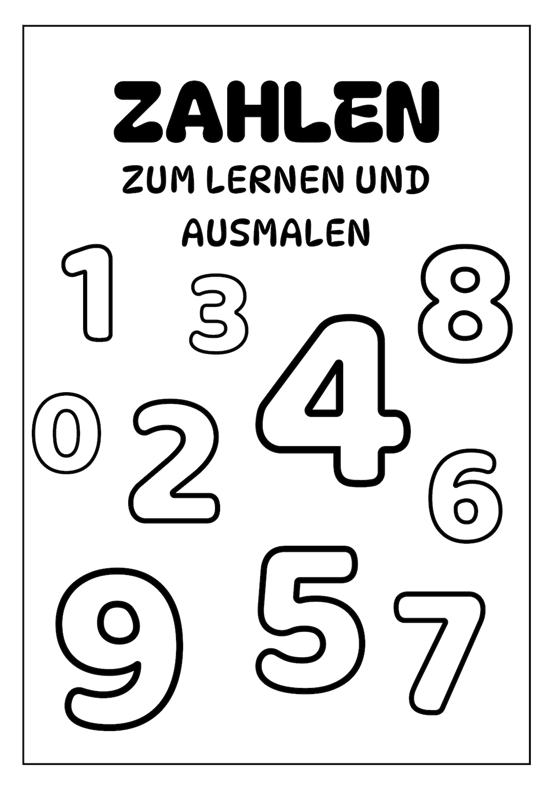 Numbers Coloring Pages for Children - 10 Pages Learning Template With ...