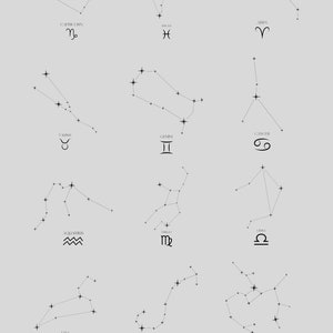 Dierenriemtekens & sterrenbeelden vectorafbeeldingen - minimalistisch esthetisch, Instant Download SVG/PNG - sterrenontwerp voor kunst aan de muur, tatoeages, kaarten