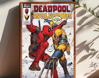 Deadpool & Wolverine Movie Poster: Handmade Canvas Wall Art