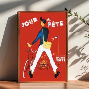 Póster de cine Jour de fete de Jacques Tati Póster de película, decoración de habitación, póster para regalos, decoración del hogar, decoración de arte de pared