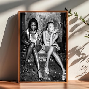 Impresión de Naomi Campbell y Kate Moss, póster de moda, decoración de habitaciones, póster para regalos, decoración del hogar, decoración de arte de pared