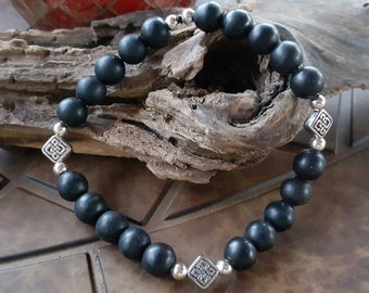 Black Howlite and Silver Bracelet