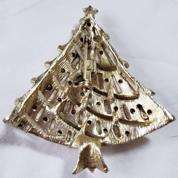 Vintage Rhinestone Christmas Tree Brooch - image 2