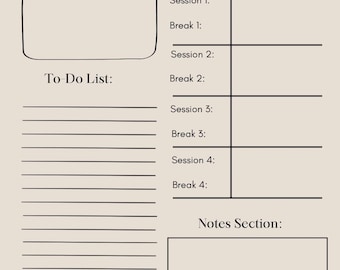 Pomodoro Planner/ Study List/ Focus Planner