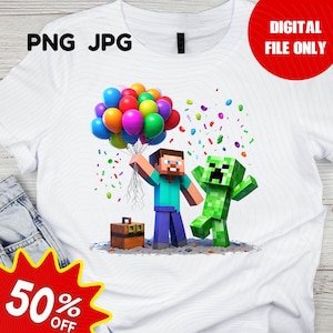 Minecrafter Birthday Shirt PNG, Creeper-inspired birthday shirt, minecraft-inspired birthday shirt, birthday shirt design, Birthday Design