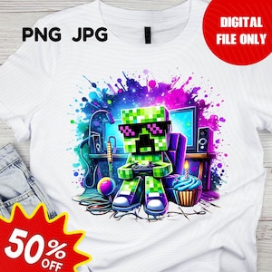Minecrafter Birthday Shirt PNG, Creeper-inspired birthday shirt, minecraft-inspired birthday shirt, birthday shirt design, Birthday Design