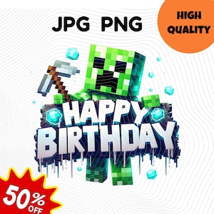 Minecrafter Birthday Shirt PNG, Creeper-inspired birthday shirt, minecraft-inspired birthday shirt, birthday shirt design, Birthday Design