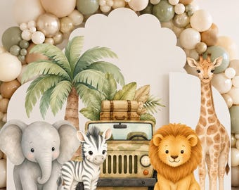 Paquete de recortes grandes de animales de safari, decoración de cumpleaños de animales de la selva, recortes con temática de safari, cumpleaños de Wild One, recortes de safari en la selva