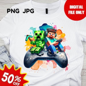 Minecrafter Birthday Shirt PNG, Creeper-inspired birthday shirt, minecraft-inspired birthday shirt, birthday shirt design, Birthday Design