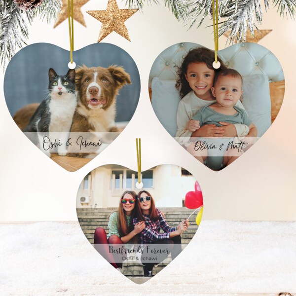 Personalized Photo Ornament • Custom Ornament • Car photo tag • Friendship Best Friends • Personalized Couples Gift for Her Gift for Him