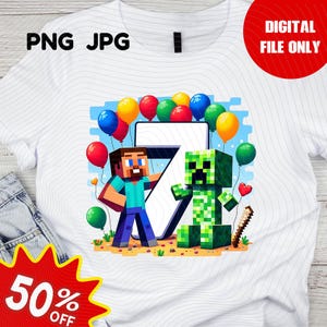 Minecrafter Birthday Shirt PNG, Creeper-inspired birthday shirt, minecraft-inspired birthday shirt, birthday shirt design, Birthday Design