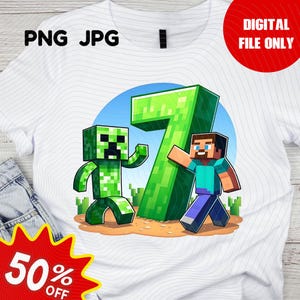 Minecrafter Birthday Shirt PNG, Creeper-inspired birthday shirt, minecraft-inspired birthday shirt, birthday shirt design, Birthday Design