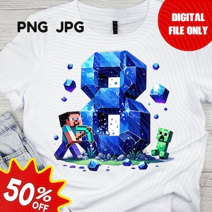 Minecrafter Birthday Shirt PNG, Creeper-inspired birthday shirt, minecraft-inspired birthday shirt, birthday shirt design, Birthday Design