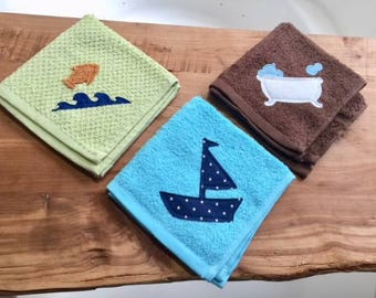 Washcloth Gift Set – Sailboat, bathtub, fish, baby gift set, baby girl gift set, baby wipes