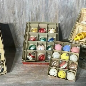 42 mercury glass ornaments with boxes