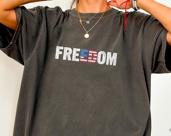 Comfort Colors Freedom T-Shirt: Conservative USA Flag Patriotic Tee