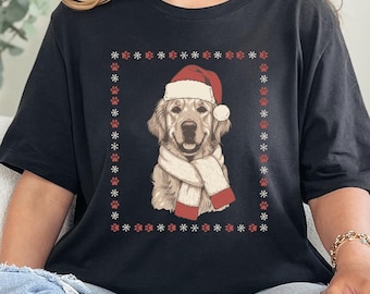 Golden Retriever Christmas Shirt, Cute Dog Lover Tee