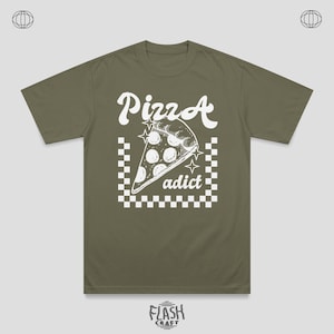 Pizza Addict Retro T-shirt, Pizza Lover Gift, Vintage Style Tee, Unisex Pizza Shirt, Retro Pizza Slice Top, Bold Text Graphic Tee, Pizza Fan