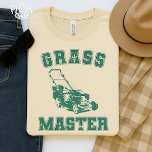 Grass Master T-Shirt, Funny Dad Shirt, Lawn Mowing Gift, Vintage Outdoors Tee, Mens Humor Apparel, Backyard Boss, Gift for Gardener
