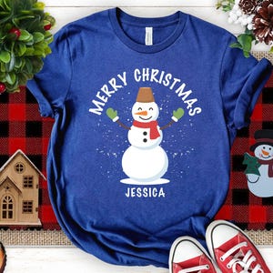 Personalisiertes Schneemann-Weihnachts-Hemd: Benutzerdefiniertes Feiertags-T-Shirt