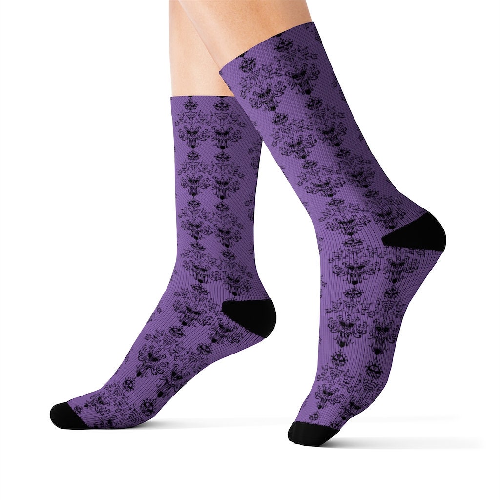 Haunted Mansion Wallpaper Purple Sublimation Socks - Etsy