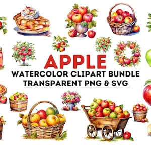 Aquarela Maçãs Clipart PNG e SVG Uso comercial permitido Aquarela Apple png Aquarela Apple svg Download instantâneo