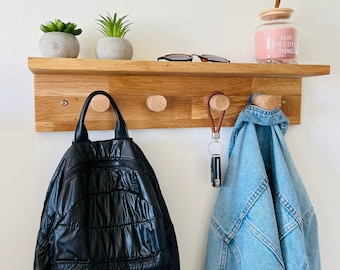 Wandaufhänger aus Holz, Kleiderständer, Organizer für den Eingangsbereich, Schlüsselaufhänger, Kleiderbügel aus Massivholz, Kleiderbügel, Wandgarderobe aus Holz