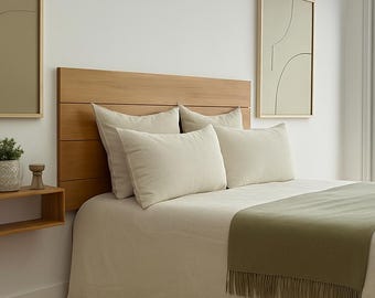 Testiera matrimoniale in legno di rovere naturale, testiera scandinava per letto moderno, testiera da parete in legno, testiera da parete pronta da appendere