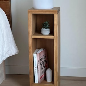 Narrow wooden nightstand with drawer and shelf, narrow nightstand, nightstand with drawer, nightstand with shelf,