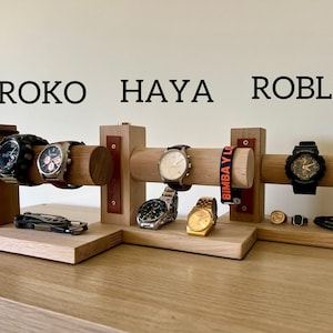 Relojero de madera, expositor relojes madera, joyero madera, almacenamiento de relojes ,exhibición de relojes, expositor pulseras y anillos