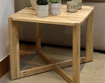 Oak side table, solid oak coffee table, oak coffee table, square coffee table, cube-shaped table, lightweight table