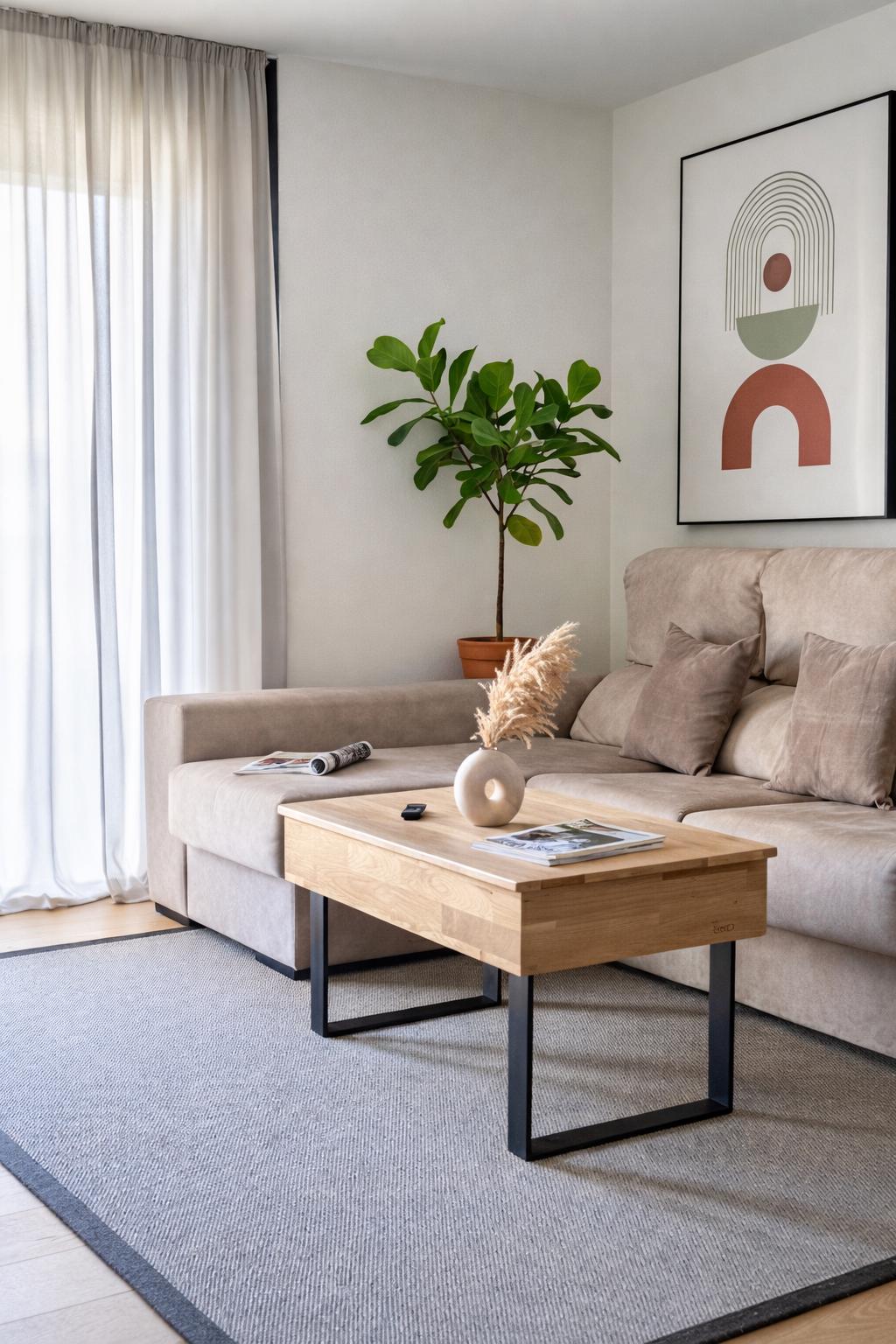 Table basse relevable pour salon, table d'appoint multifonction, table de salle à manger relevable pour canapé, table d'appoint en chêne