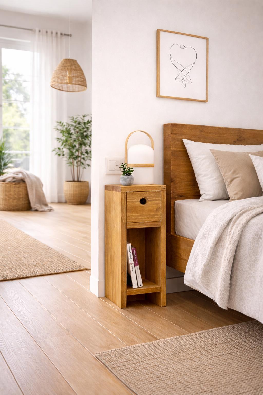 Table de chevet avec tiroir en bois manguier massif MATCHA
