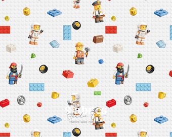 Universe Bricks & Mini Figures Fabric — Building Adventure for Kids, Unisex Children's Fabric