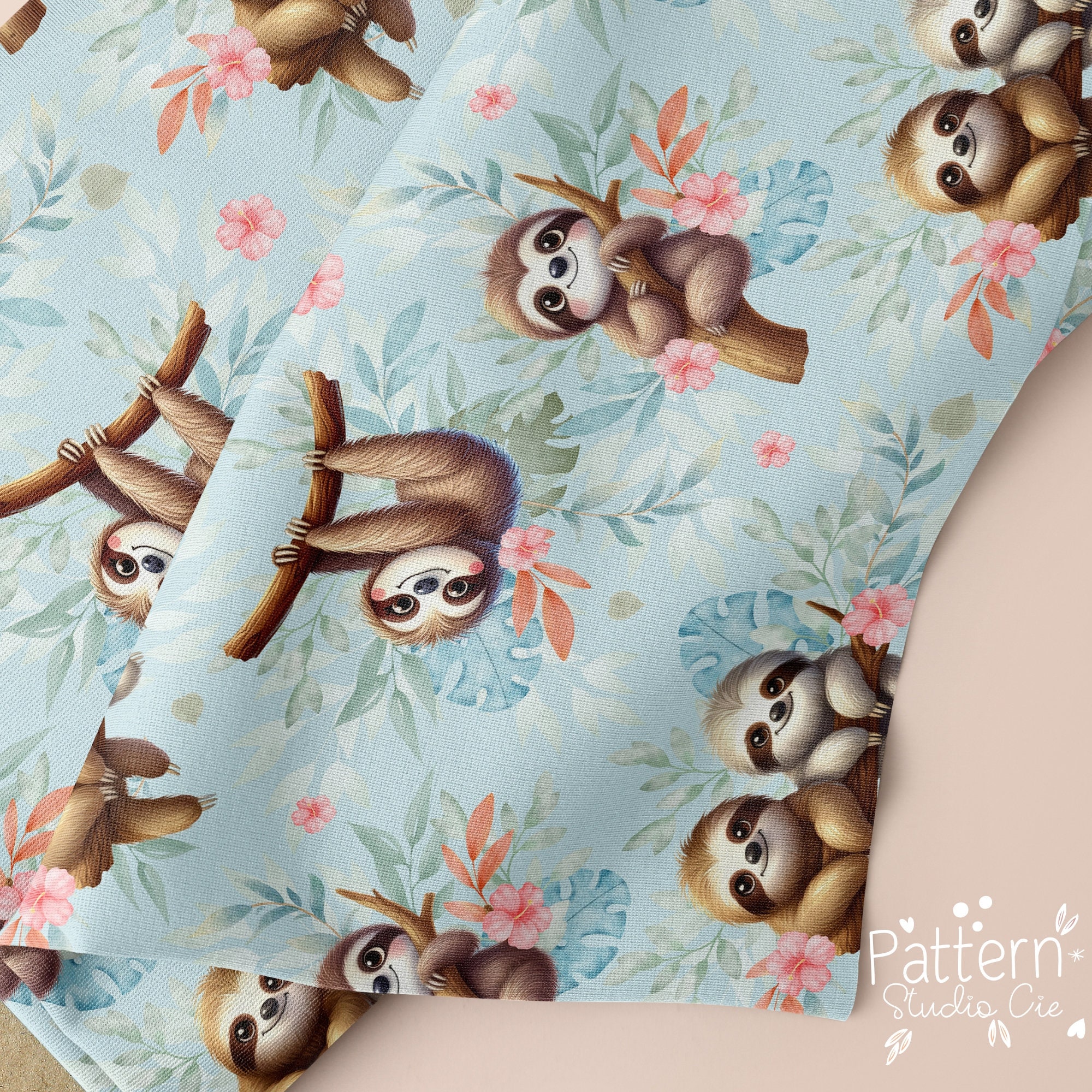 Fleece Stoff Stoff Meterware Faultier Baby Quilt Faultierstoff