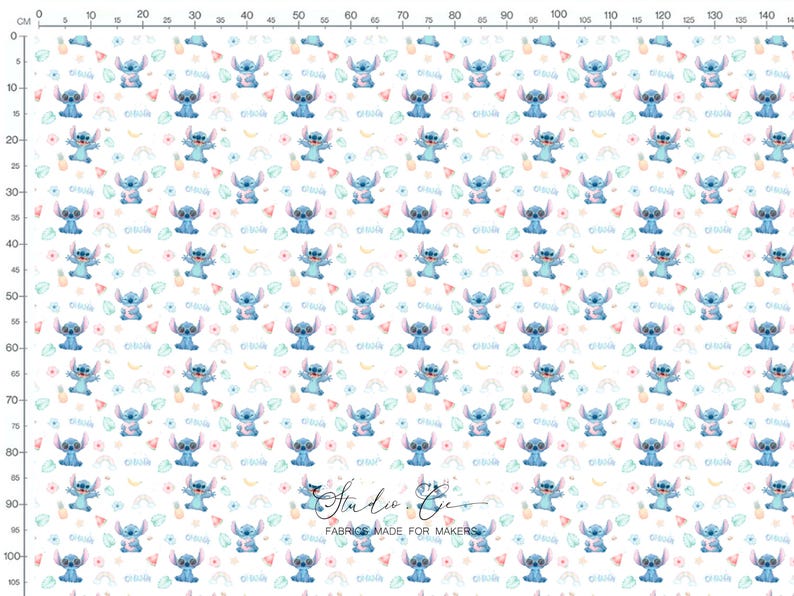 Children's Fabric, Alien Blue Kawaii Rainbow Tropical Fruit Cotton ...