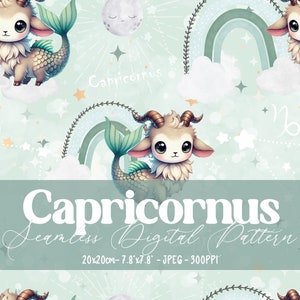 Capricorn Pattern Template, Zodiac, Astrology, Seamless, Fabric Printing, Sublimation Commercial License Included, JPEG (RGB 300ppi)