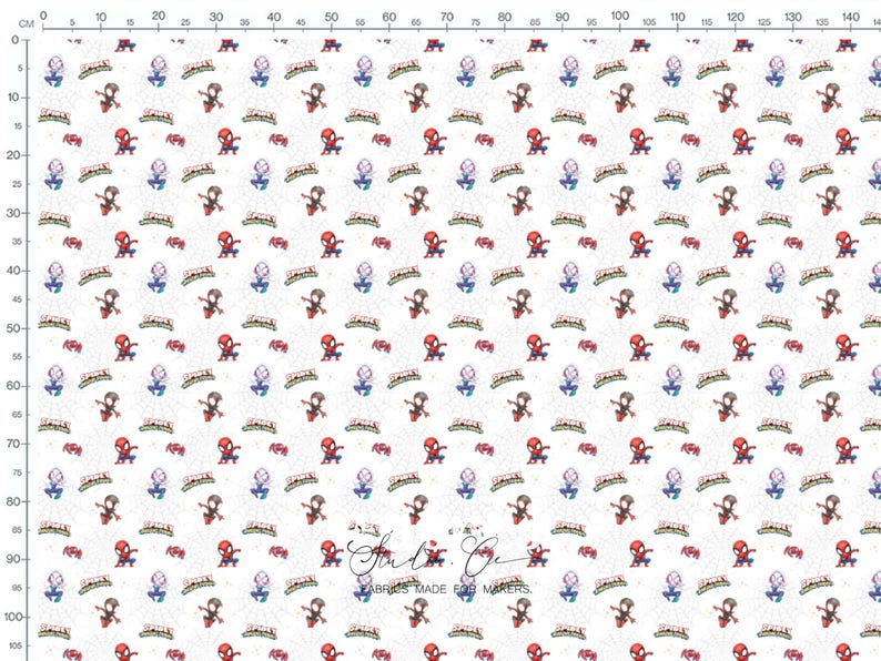 Children's Spider Fabric With Superhero Spider Pattern on White ...