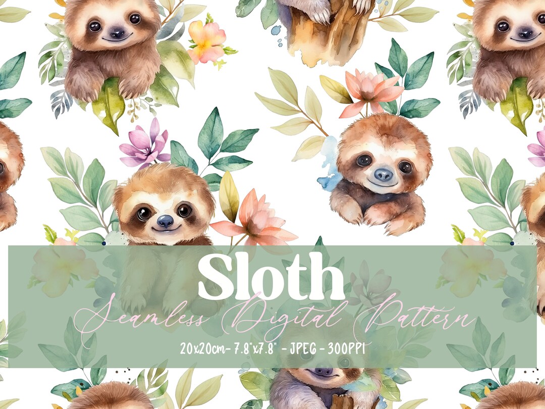 Sloth Pattern Template, Seamless Pattern, Fabric Printing, Sublimation ...