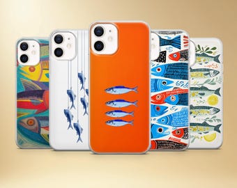 Sardines Phone Case, Coastal Fish Art Cover for iPhone, Samsung, Pixel