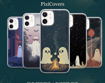 Ghost Phone Case Bat Ghost Ghost Cat Cover for iPhone 18 Pro, 17, 16, 15, 14, 13, Samsung S26, S25, S24, S23, A17,A57, A37 Pixel 11,10