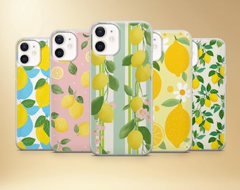Summer Lemon Floral Phone Case, Yellow Cover, Soft TPU Gel