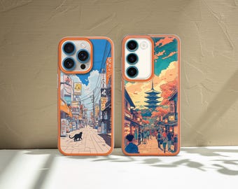 Japanese Art Phone Case Cherry Blossom Landscape cover for iPhone, Samsung & Google Pixel