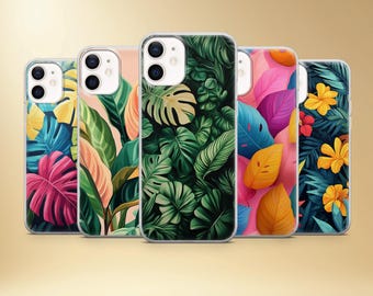 Tropical Leaves Phone Case, Botanical Pattern Cover for iPhone, Samsung, Pixel