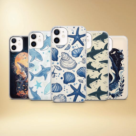 Ocean Sea Life Phone Case, Shark Whale Illustration Cover, iPhone Samsung  Pixel Protection