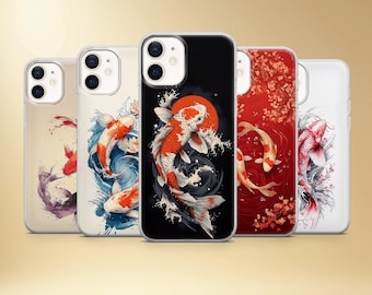 Cover per telefono con pesci Koi, design artistico giapponese per iPhone, Samsung, Pixel
