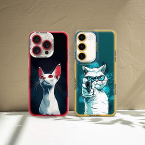 Kawaii Cat Phone Case Personalized Anime Retro Cover for iPhone, Samsung & Google Pixel