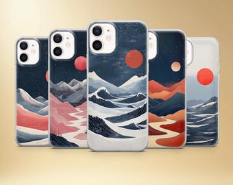 Minimalistiskt telefonskal med bergssolnedgång, mjukt TPU-gelfodral (iPhone, Samsung, Pixel)