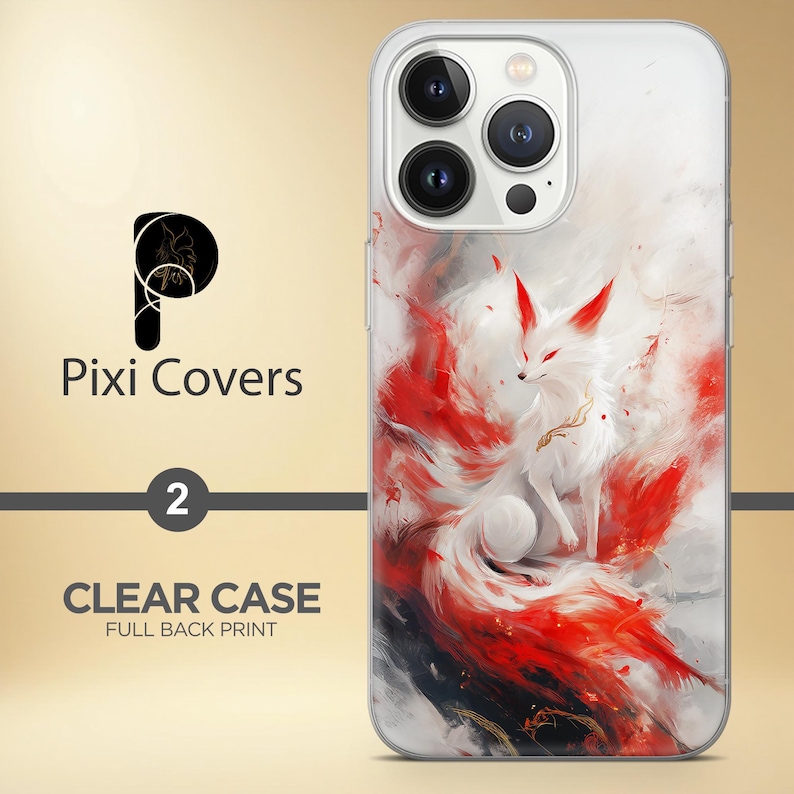 Funda para teléfono con diseño de zorro Kitsune japonés, cubierta de gel TPU suave, acabado mate (iPhone, Samsung, Pixel) 2